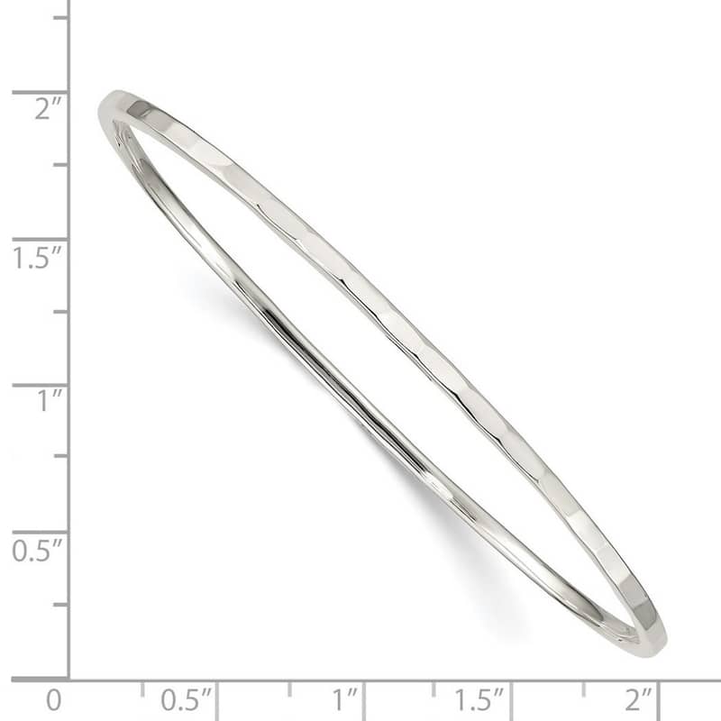 Curata 925 Sterling Silver 7.75" 2mm Thin Simple Polished Slip on Bangle Bracelet