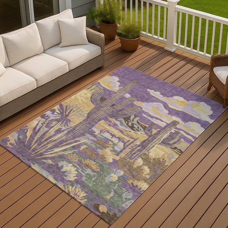 Machine Washable Indoor/ Outdoor Southwestern Mesa Chantille Rug