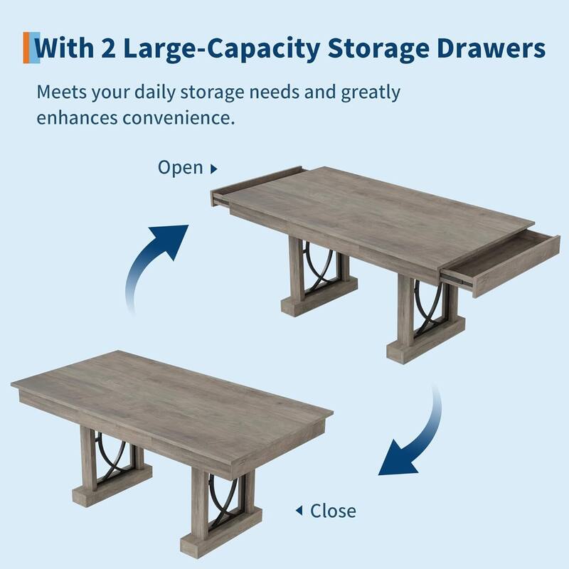 71-inch Elegant Dining Table with Storage Drawers for Dining Spaces (Only Table)