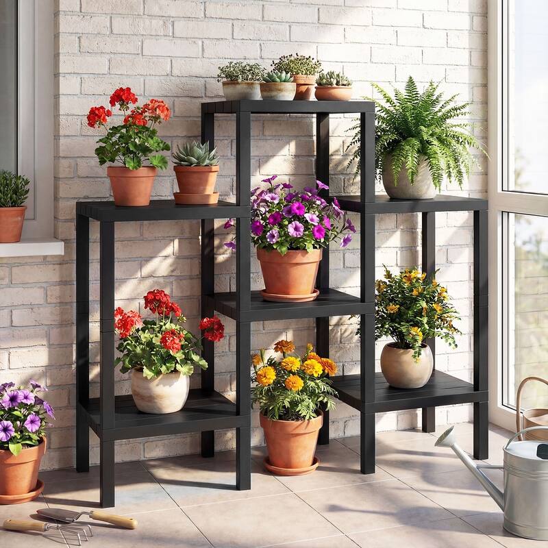 Gymax 6-Tier Plastic Modular Storage Shelves Open Display Utility