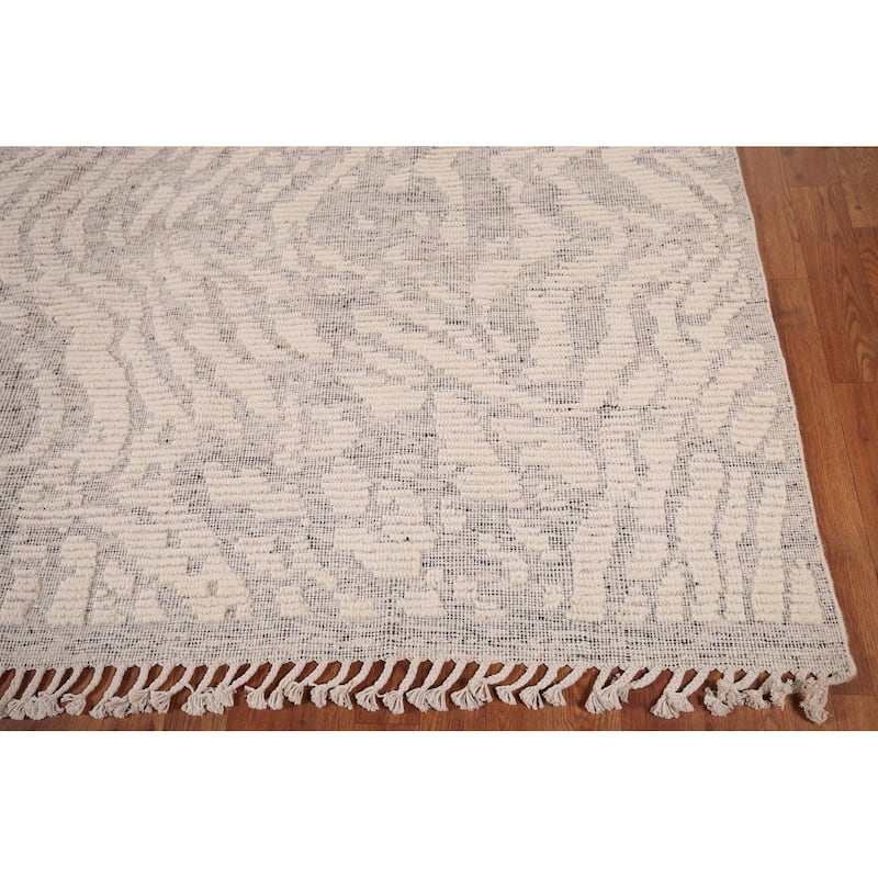 All-Over Abstract Moroccan Area Rug Hand-Knotted Wool Carpet - 7'11" x 10'3"