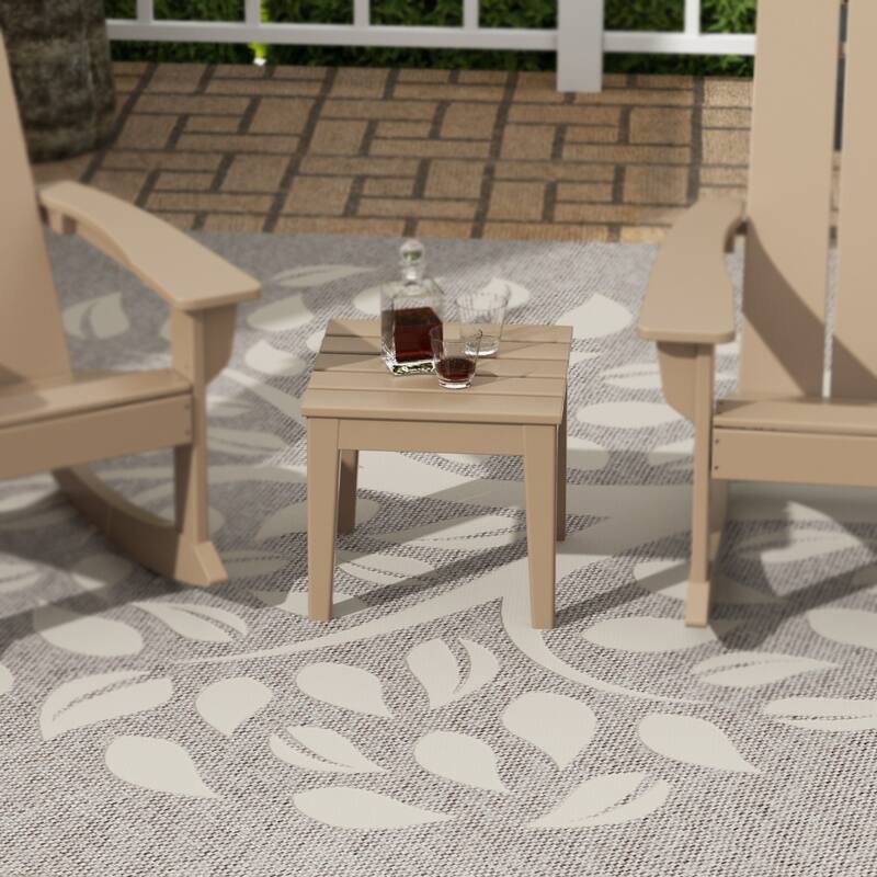 Shoreside HDPE Eco-Friendly All Weather Square Modern 18" Side Table - Weathered Wood