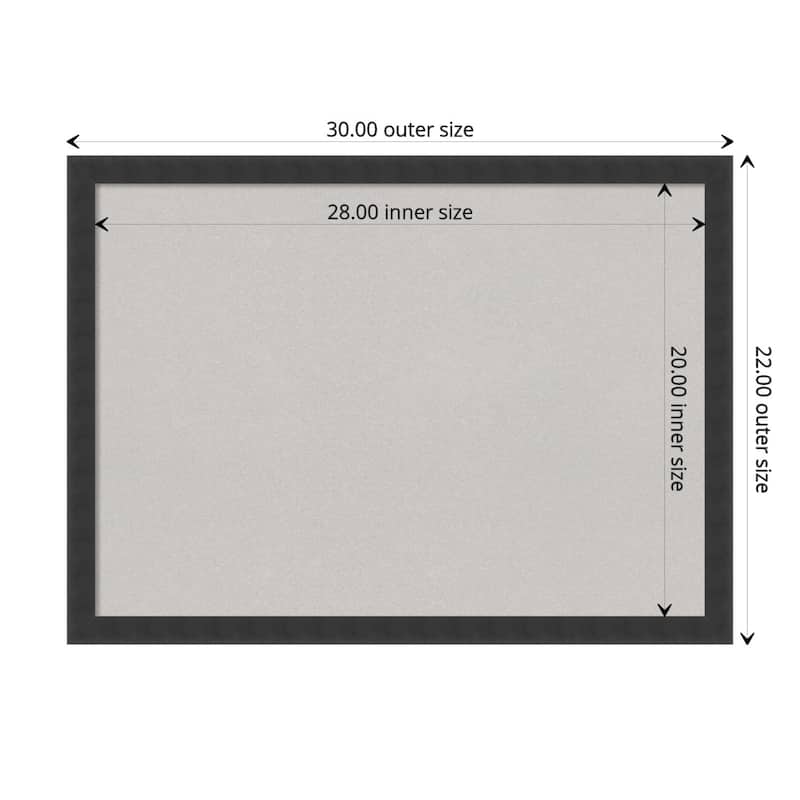 Mezzanotte Black Wood Framed Grey Corkboard Bulletin Board - Board Size 28x20