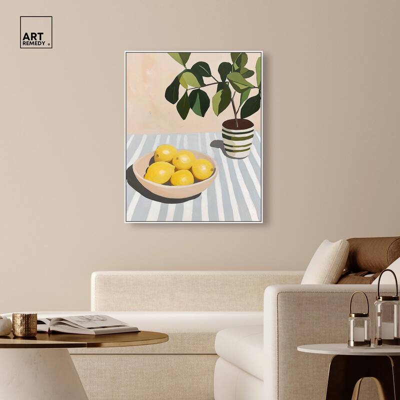 Lemon with Green Canvas by Art Remedy