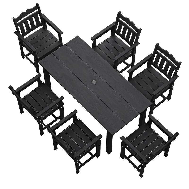 HIPS Outdoor Dining Set All-weather Patio Table and Chairs(Set of 7)