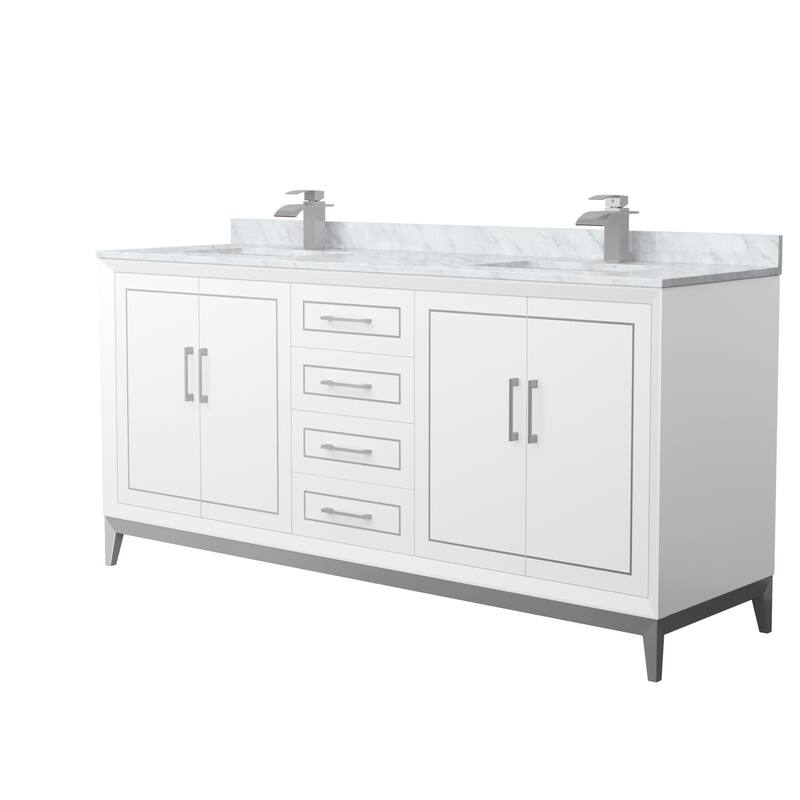 Wyndham Collection WCH515172D-NAT-UNSMXX Marlena 72" Free Standing - White / Brushed Nickel Hardware