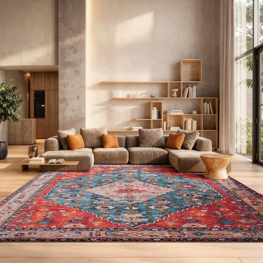 SAFAVIEH Tucson Machine Washable Slip Resistant Rosina Oriental Medallion