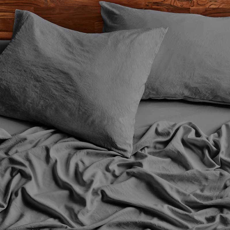 Bare Home Washed Microfiber Deep Pocket Sheet Set