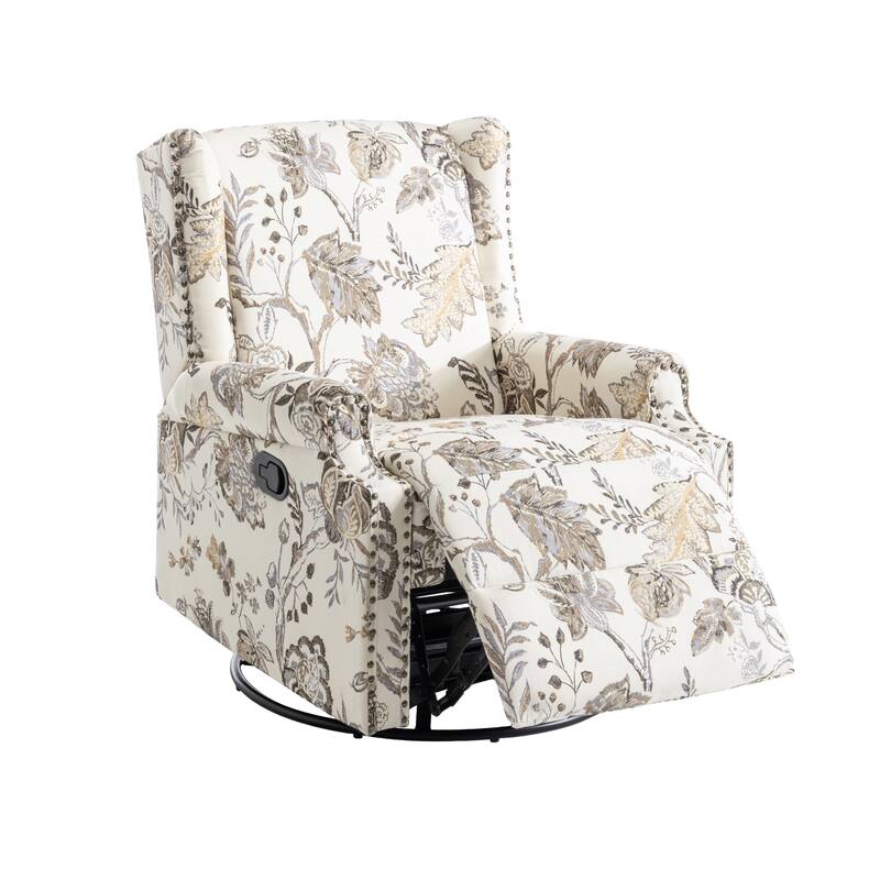 Linen Manual Swivel Base Recliner Chair with Footrest