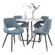 preview thumbnail 1 of 5, Porch & Den Pugo-Svellingen 5-Piece Dining Set Black Metal, White Marble, Blue Fabric