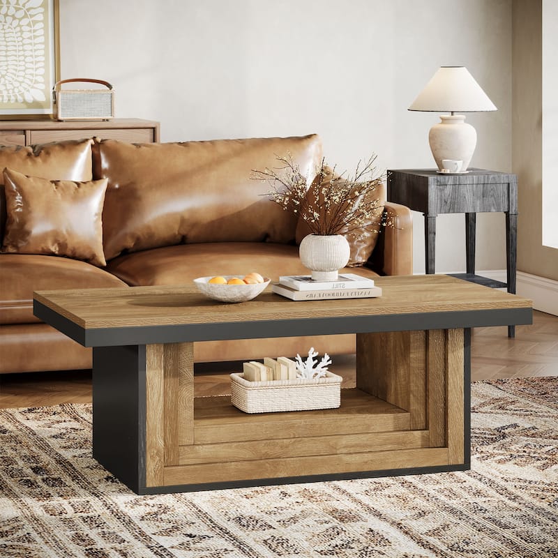 47" Modern Coffee Table With Two-Tone Finish - Brown