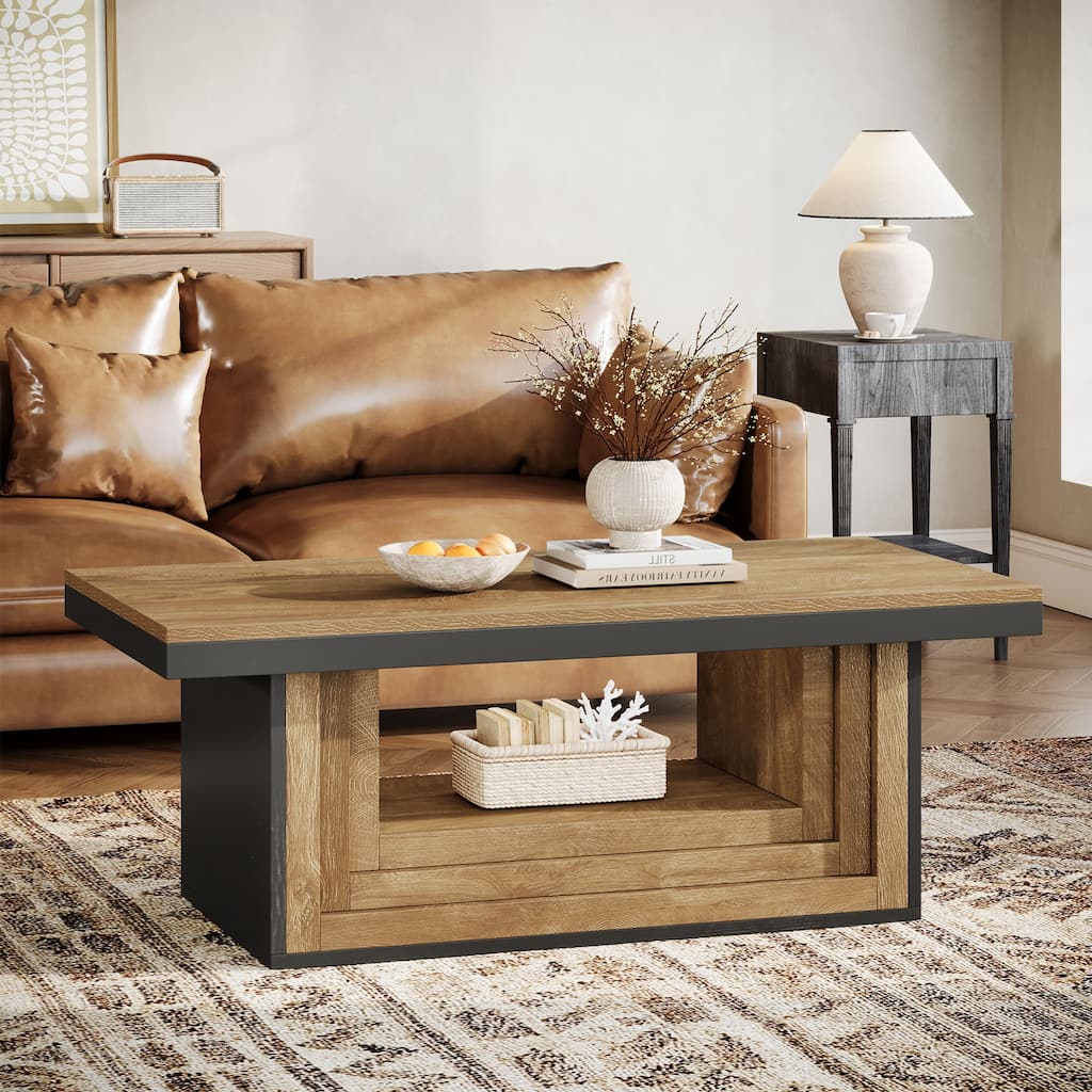 47" Modern Coffee Table With Two-Tone Finish