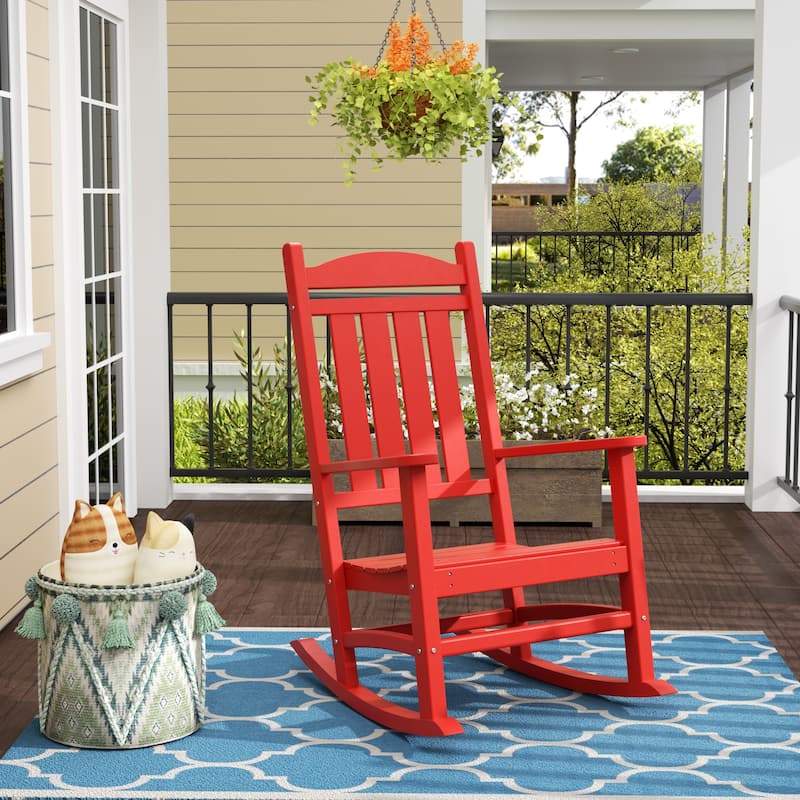 Laguna Hdpe All Weather Outdoor Patio Rocking Chair - Red