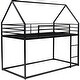 preview thumbnail 7 of 10, Twin over Twin Bunk Bed with Built-in Ladder, House-shaped Bed wtih Safety Guardrail, Kid's Friendly Style, Black