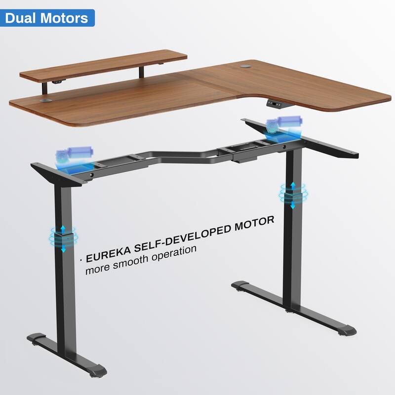 Eureka 61" Modern Home Office L-shaped Desk Electirc Adjustable Standing Corner Desk