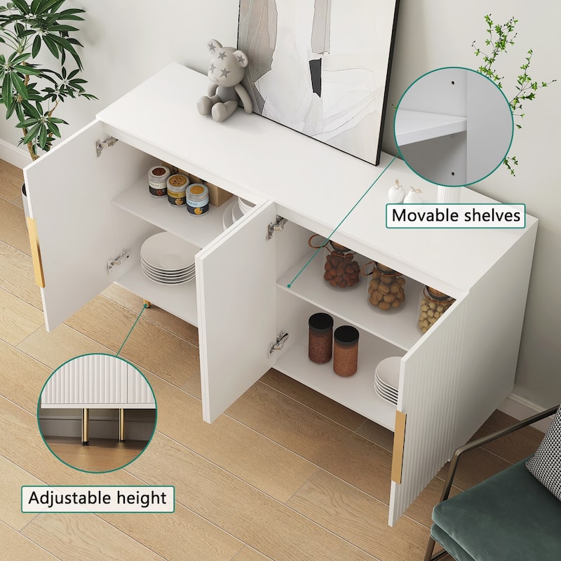 Modern Wood Buffet Sideboard Cabinet with Storage, Adjustable Shelves