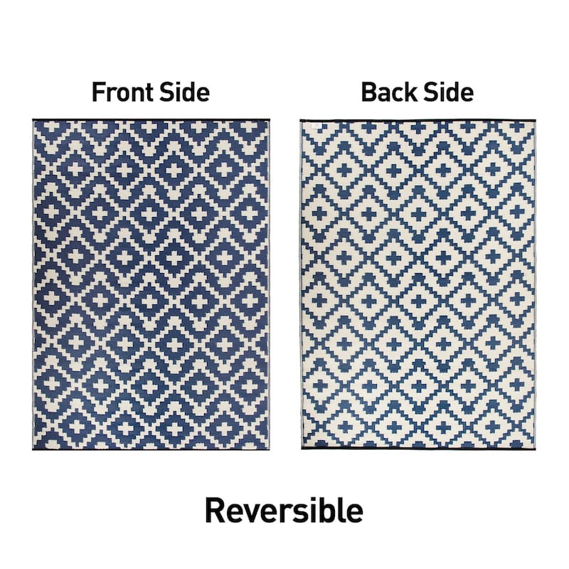Trellis Geometric Reversible Plastic Outdoor Rugs