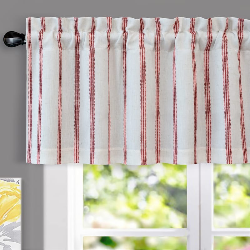 DriftAway Farmhouse Linen Blend Blackout Valance - 52" Width X 18" Length - Red