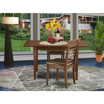 City Chic Dining Set - 3 Piece Table & Chair Set - Rectangle Table with Leaf - Mahogany Finish
