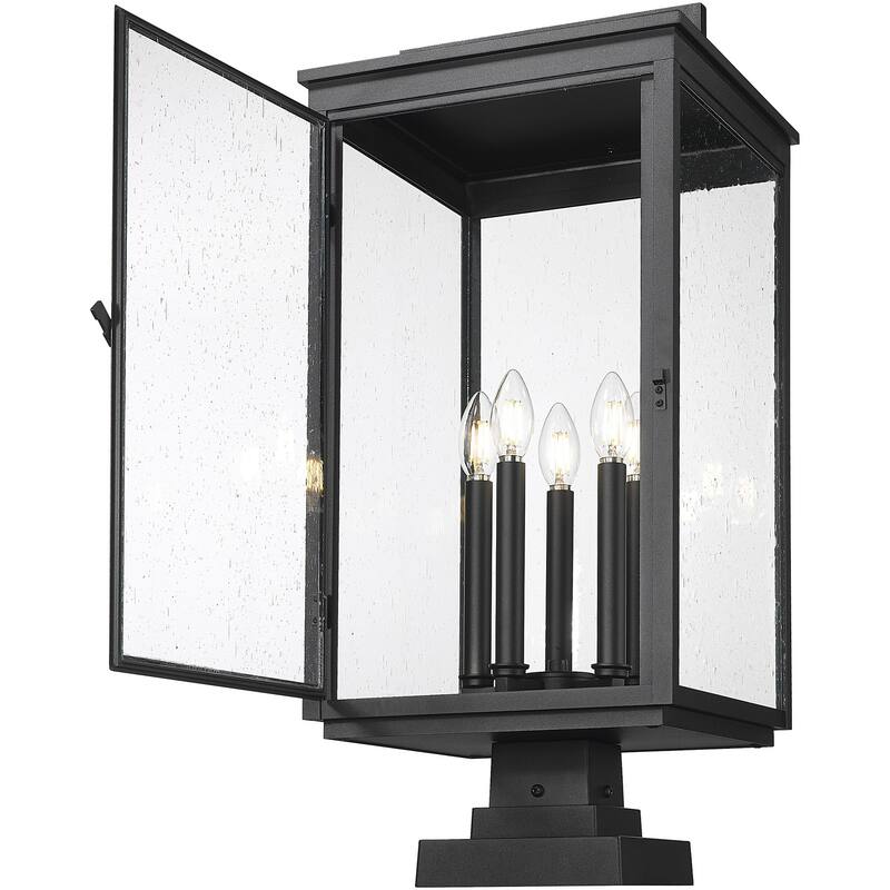 Z-Lite 5019PHXLS-SQPM Hartwell 5 Light 28" Tall Post Light with Seedy