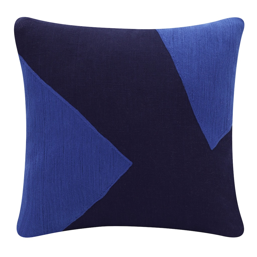 HomeRoots 20" X 20" Cobalt Blue And Navy 100% Cotton Abstract Zippered Pillow