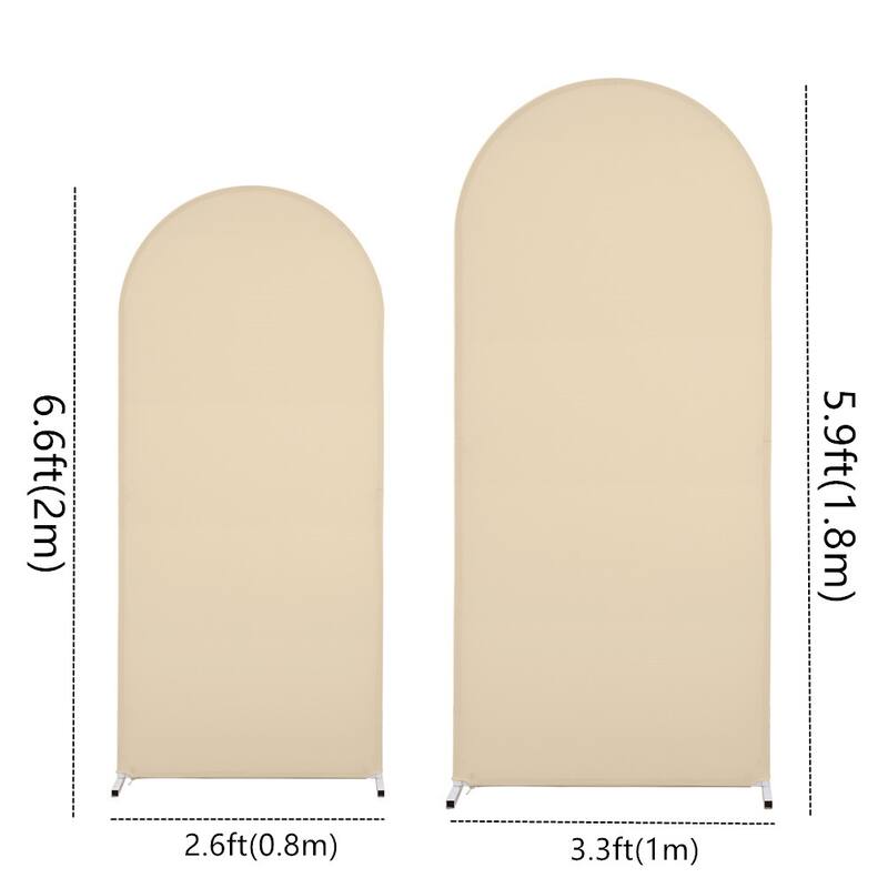 2pcs Wedding Arch Cover, Round Top Backdrop Stand Covers, 5.9ft+6.6ft Spandex Wedding Arch Stand Covers