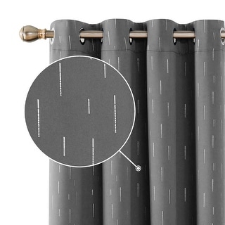 Deconovo Foil Print Striped Room Darkening Curtains Set of 2