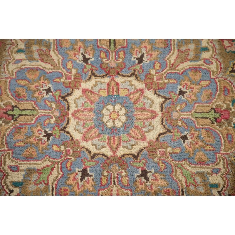 Hand Knotted Oriental 100% Wool Carpet Traditional Floral Pink Mashad Area Rug - 11' 4'' X 7' 9''