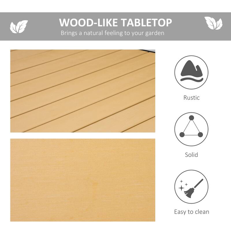75" x 35" Outdoor Dining table for 8 People, Rectangular Aluminum Frame Garden table with All-Weather Faux Wood Top