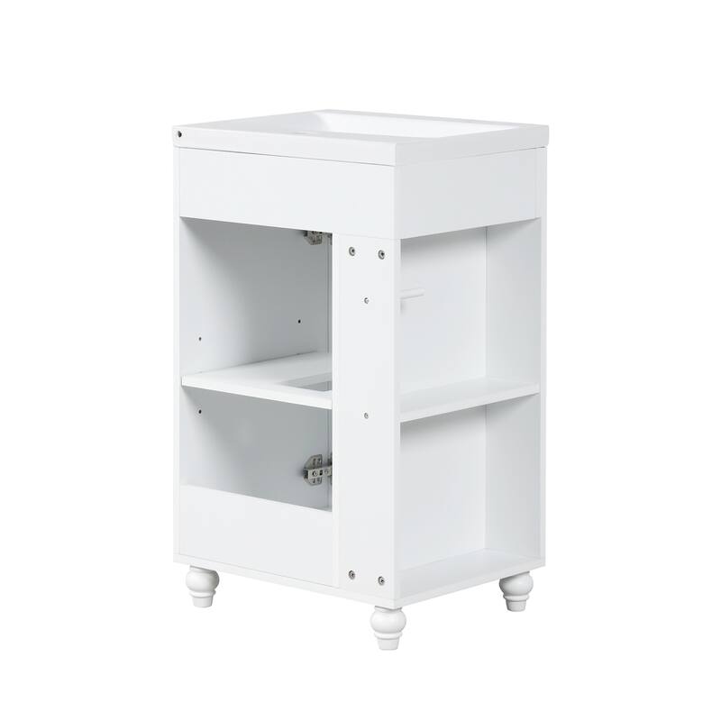 Small Bathroom Vanity with Sink, Wood Bathroom Cabinet with Glass Door, Single Basin Vanity Set with Two-Tier Shelf