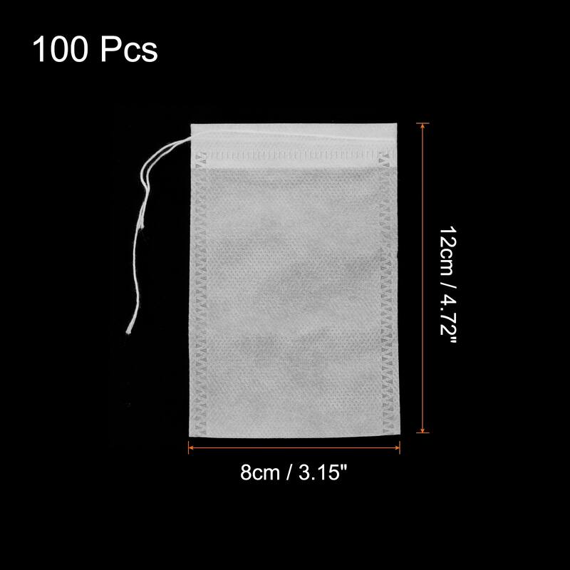 100 Pcs Disposable Tea Bags for Loose Leaf Tea, Tea Filter Bags - White - 4.7" x 3.1"