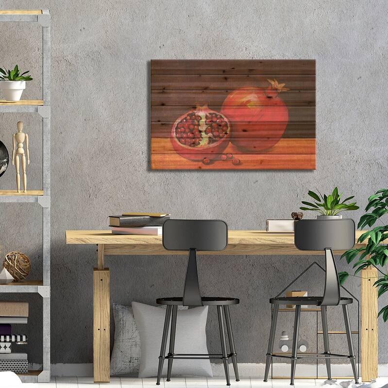 Pomegranate Still Life II Print On Wood by Tim OToole - Multi-Color