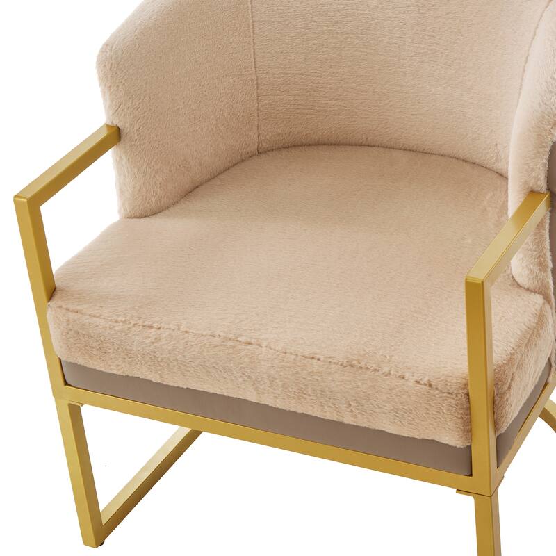 Modern Accent Chair Cozy Armchair Upholstered Reading Chair with Gold Metal Frame Living Room, Bedroom, or Office