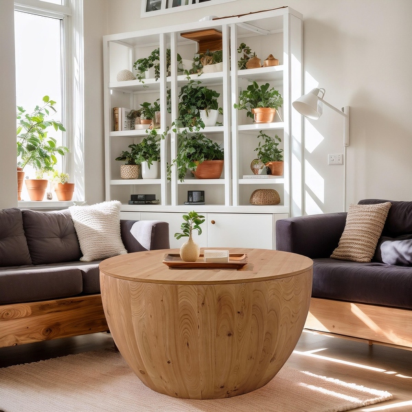 Vintage Style Bucket Shaped Coffee Table for Office, Dining Room