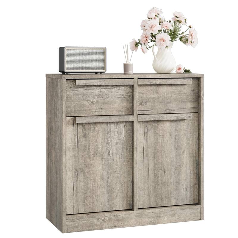 Sideboard Buffet Cabinet with 2 /4Drawers, 31.5"/62.4" Large Coffee Cabinet with Storage - Grey - 2-drawer