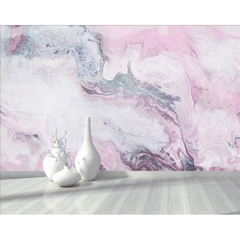 GK Wall Design Pink Marble Acrylic Style Splash Brush Art Modern Removable Wallpaper