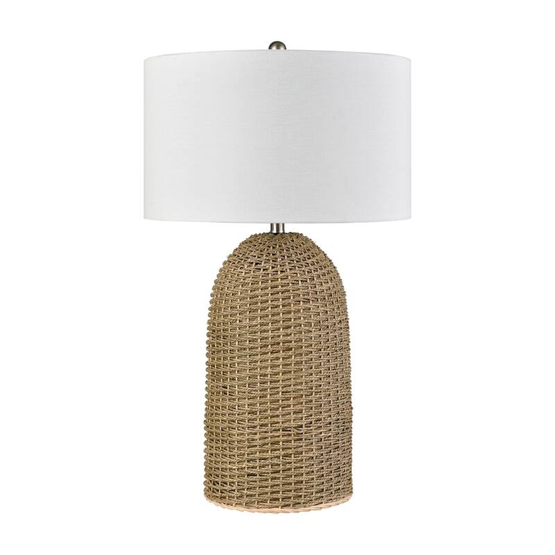Elk Home Coe Natural With White Linen Drum Shade Table Lamp
