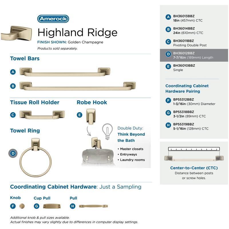 Amerock Highland Ridge 7-7/16" Wall Mounted Towel Ring