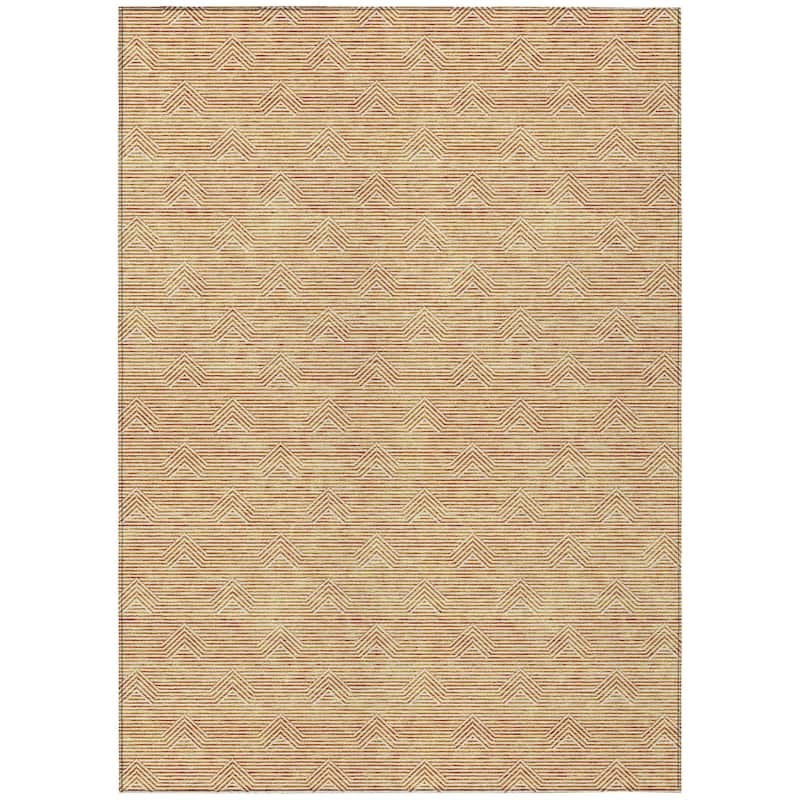 Machine Washable Indoor/ Outdoor Chantille Contemporary Stripe Rug