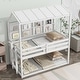 preview thumbnail 7 of 14, Twin Size House Loft Bed with Guardrails, Semi-enclosed Roof, Bedside Shelves and Ladder