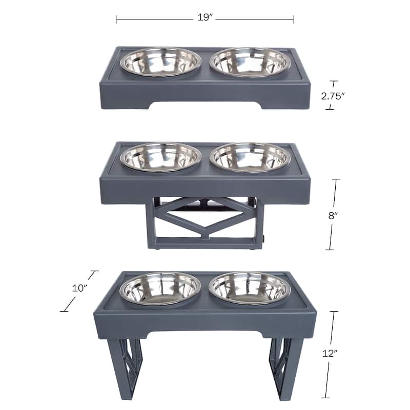 PETMAKER Elevated Dog Bowl Stand - Adjustable Stand and Dog Bowls