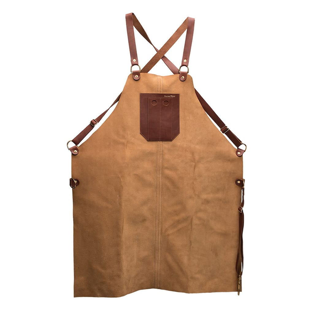 Kings County Tools Shop Apron - Premium Suede Leather Woodworking, Carpenters or BBQ Apron for Men