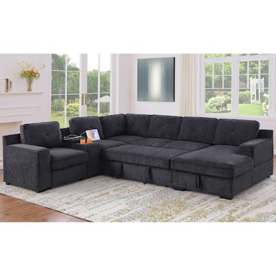 Oversized U Shaped Sleeper Sectional Sofa Pull Out Couch Bed