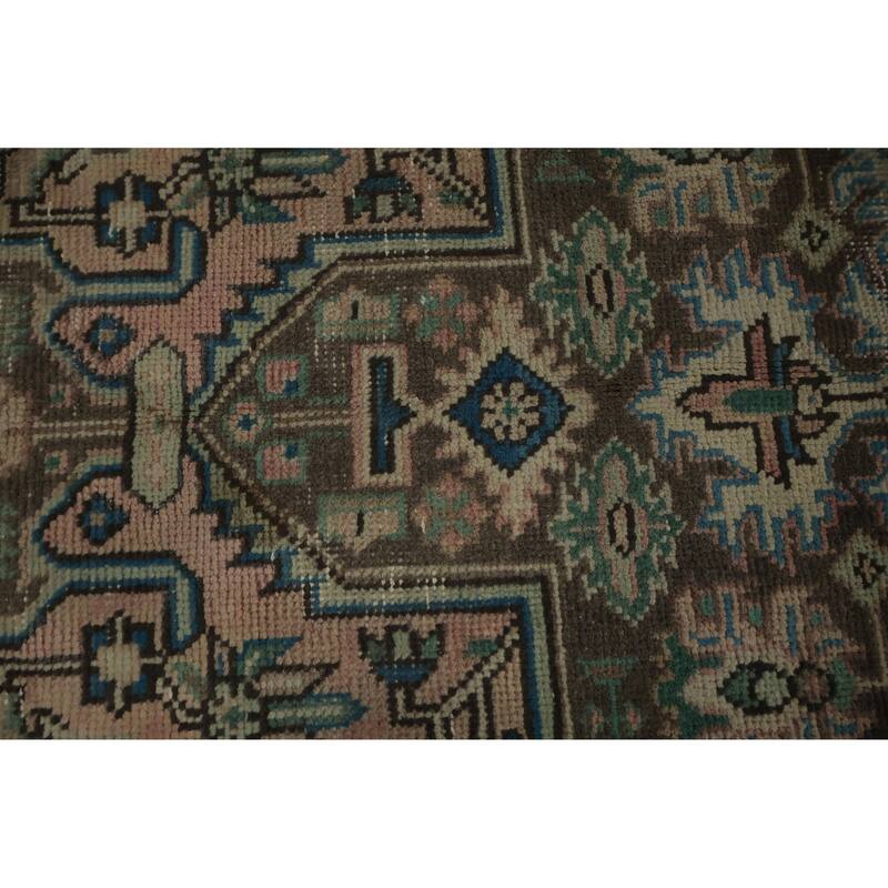 Hand Knotted Oriental 100% Wool Carpet Traditional Medallion Pink Tabriz Area Rug - 9' 8'' X 6' 6''