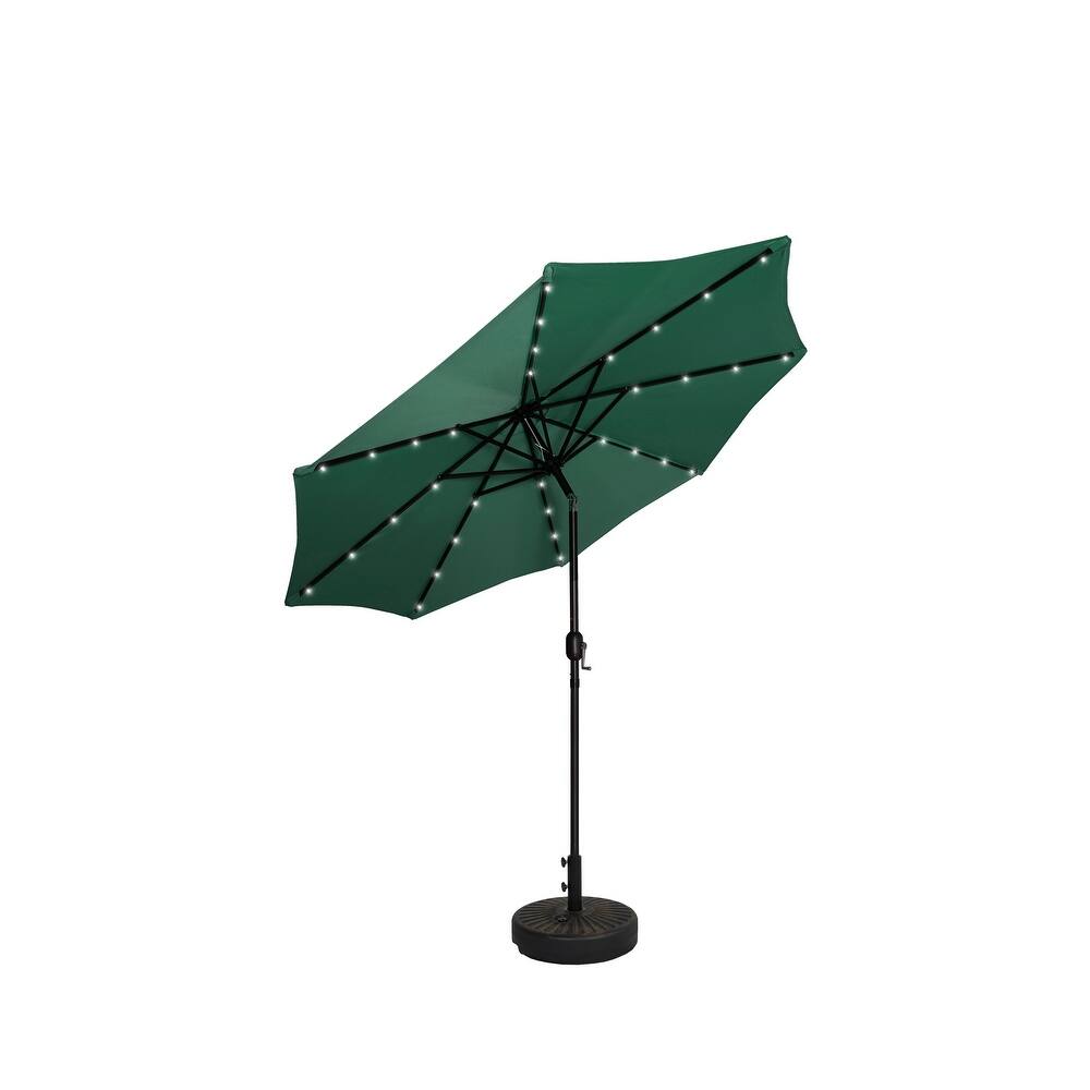 9' Solar Lighted Patio Umbrella with Bronze Base