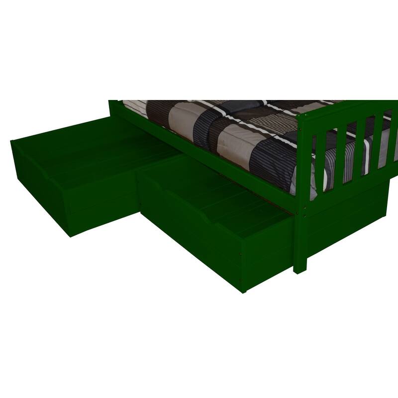 Pine 2 Piece Full Drawers - Dark Green