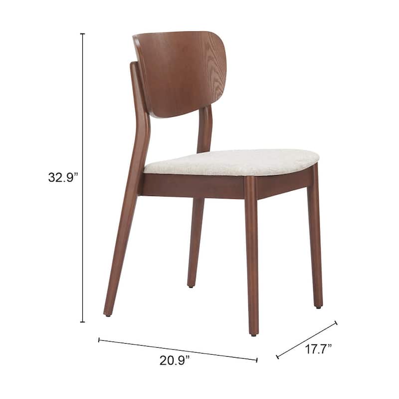 Kellua Dining Chair Beige & Walnut