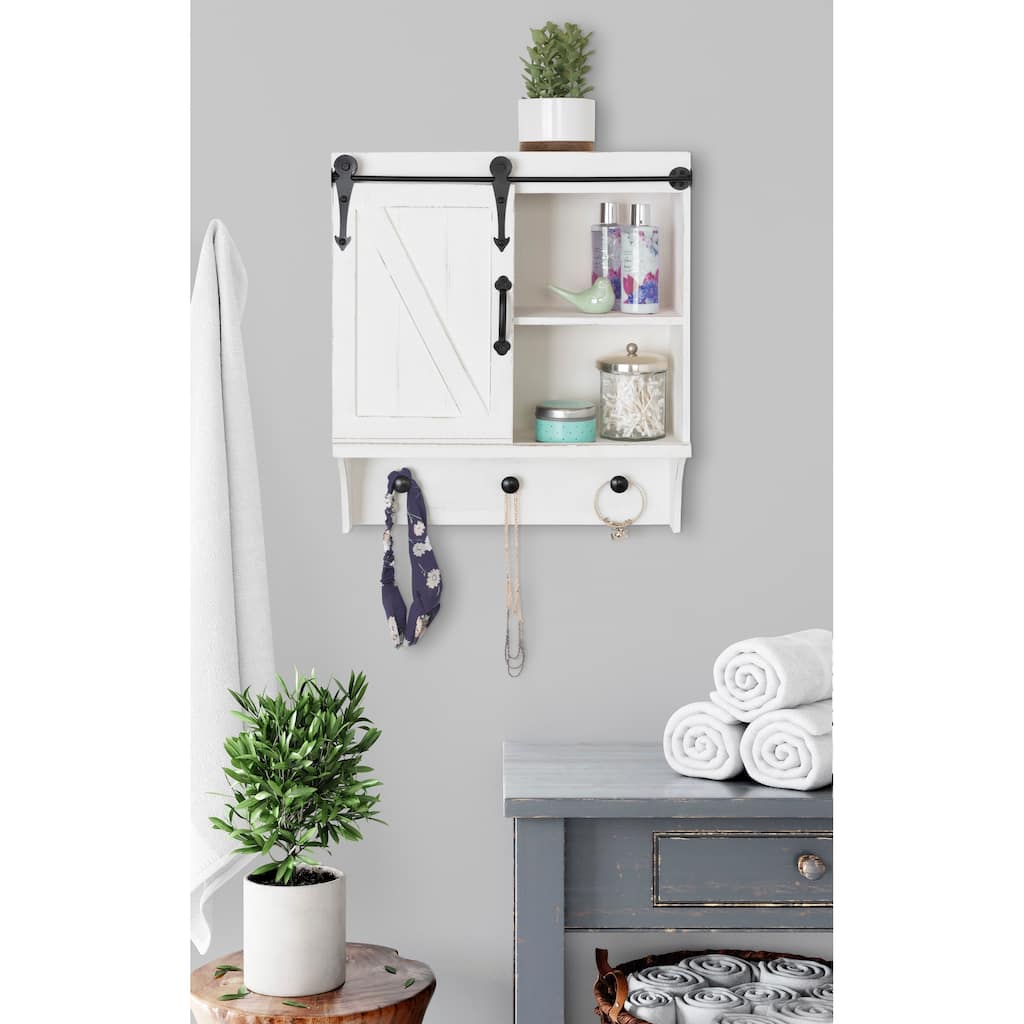 Kate and Laurel Cates Wooden Barn Door Decorative Wall Cabinet - 18x8x20