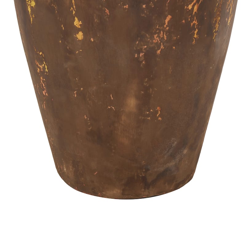 Ceramic Antique Style Distressed Vase with Handles - Dark Brown - Roche River Decor - 11"W x 10"L x 24"H