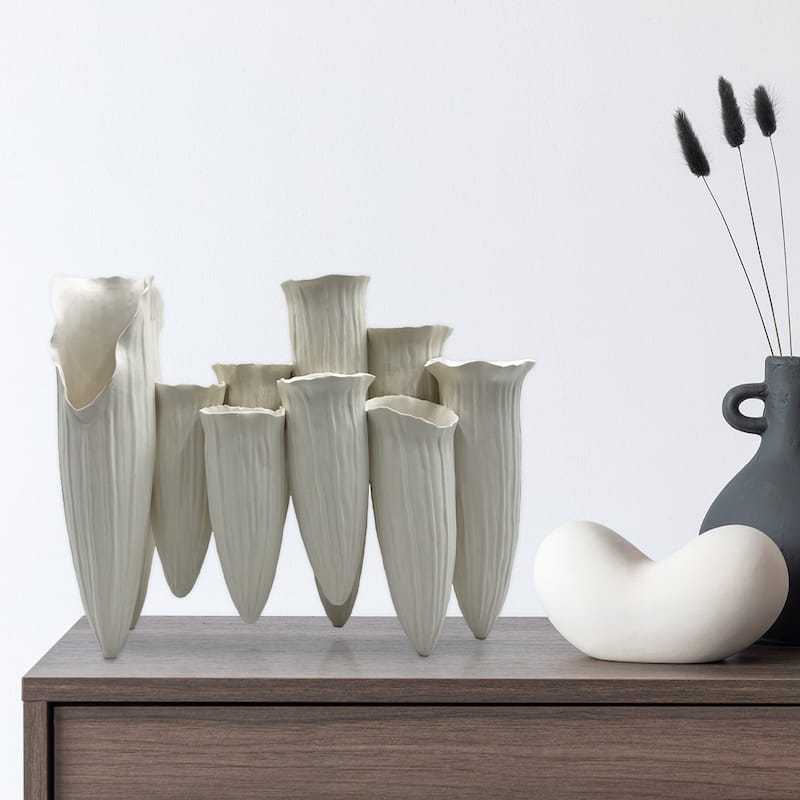 13 Inch Wide Modern White Ceramic Vase